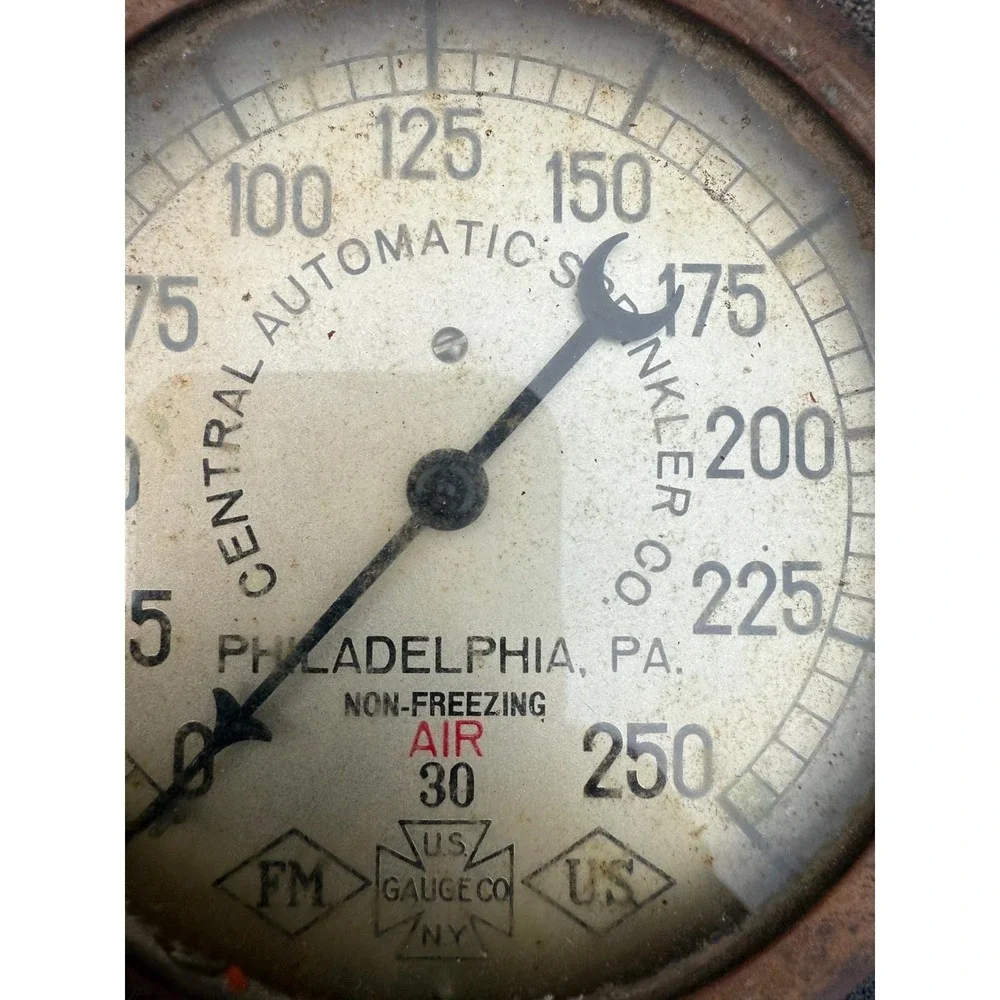 Antique Central Automatic AIR Gauge‎ Brass 0–250 PSI U.S. Gauge Co Philadelphia